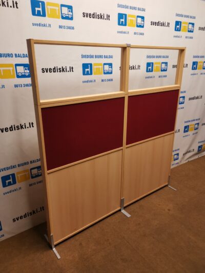Pastatoma Akustinė Sienelė Su Raudonu Audiniu Ir Nuimama Stiklo Dalimi 165x80cm, Švedija