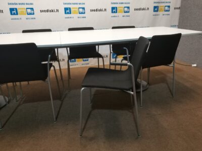 Konferencinis Baltas Stalas 312cm Ilgio Ir 8 Skandiform Juodos Kėdės, Švedija