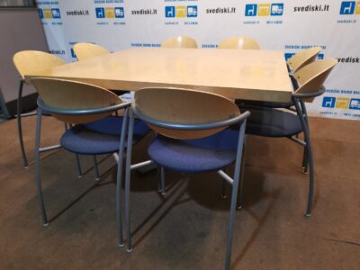 Beržo Stalas 130x130cm Ir 8 EFG LIISA Kėdės, Švedija
