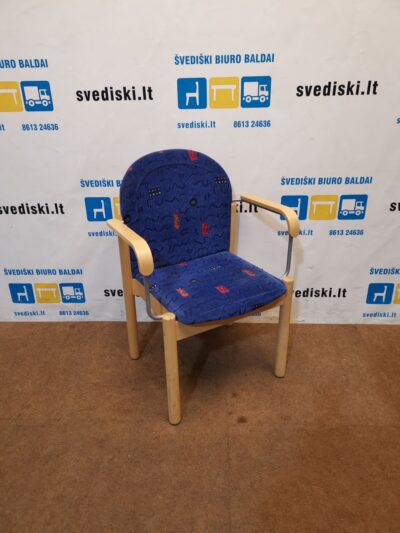 Mėlyna-Marga Kėdė Su Buko Rėmu, Švedija
