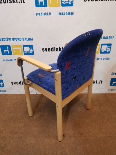 Mėlyna-Marga Kėdė Su Buko Rėmu, Švedija